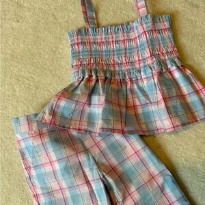 Plaid Kids Pajamas Set - Pink and Blue